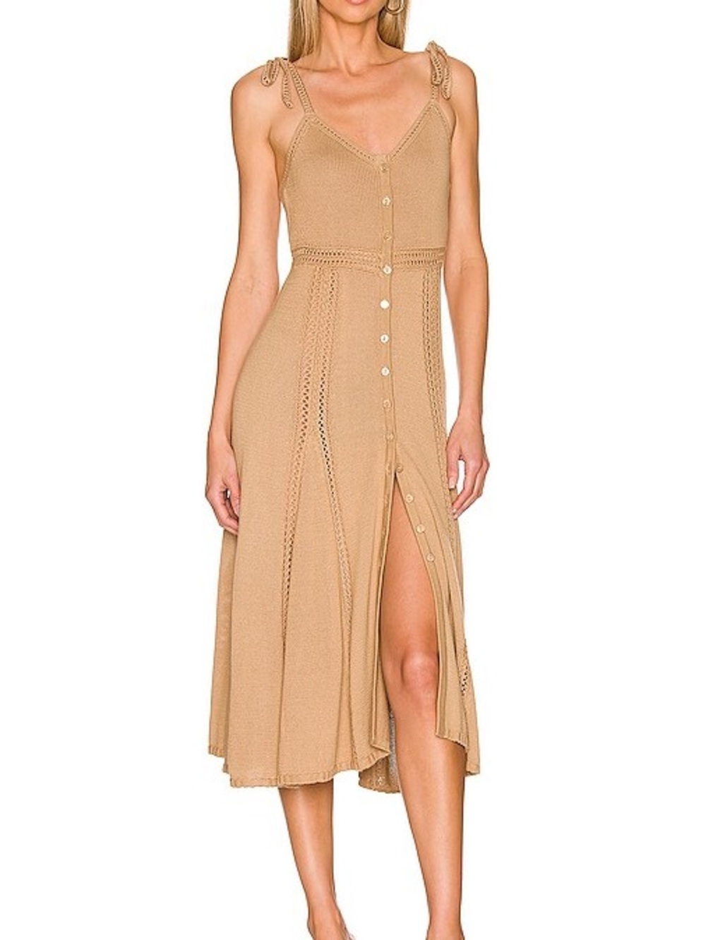 Revolve LPA Annalise Dress in Camel Knit